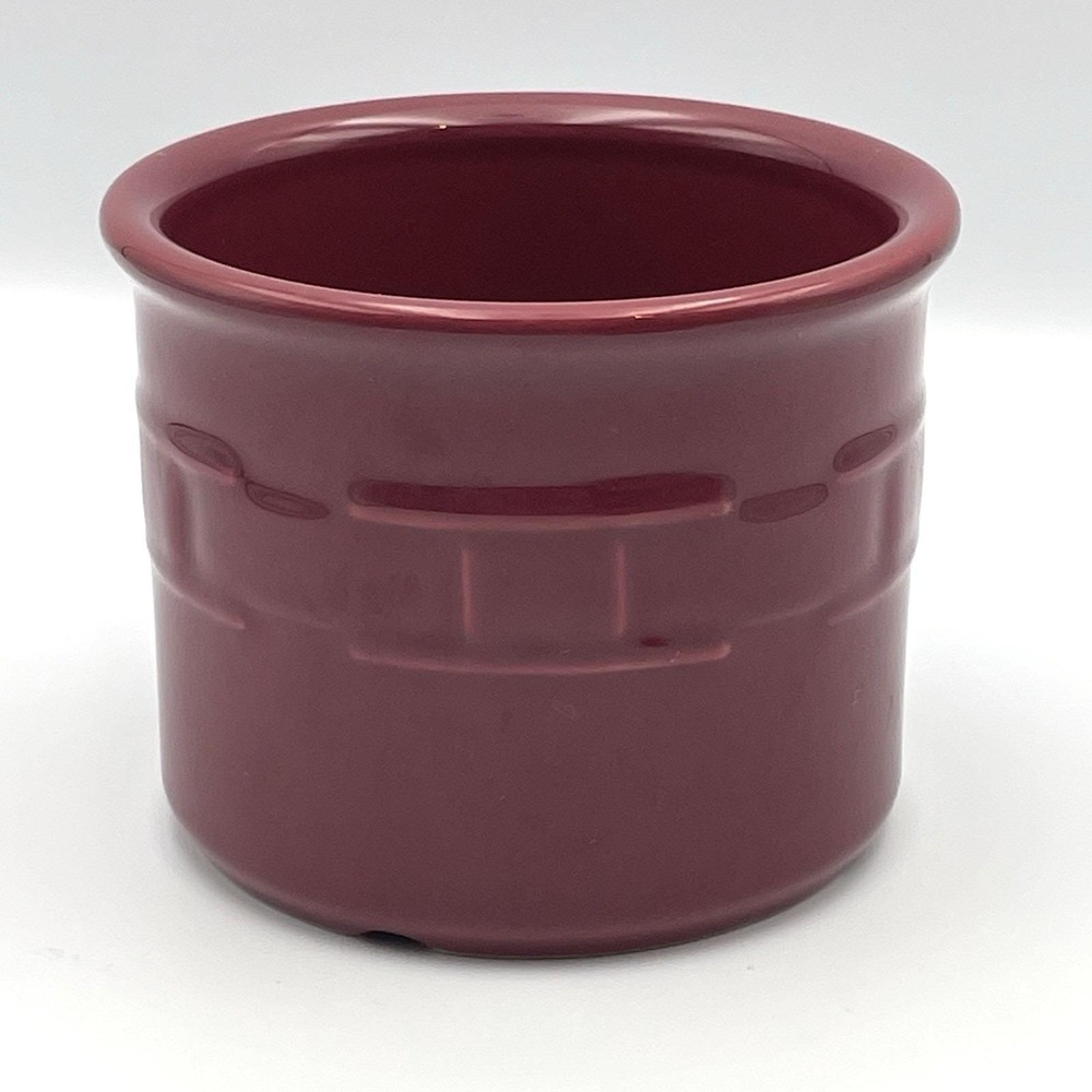Vintage 1990s Longaberger Pottery Burgundy Red Utensil Crock Planter USA